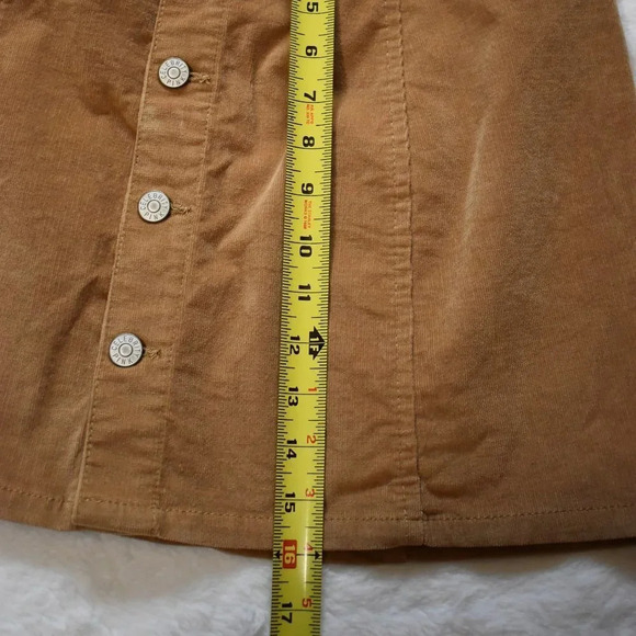 Boho Corduroy Button Front Skirt Mini Sz 29 Camel Retro 70s Cowgirl Western - Picture 8 of 13